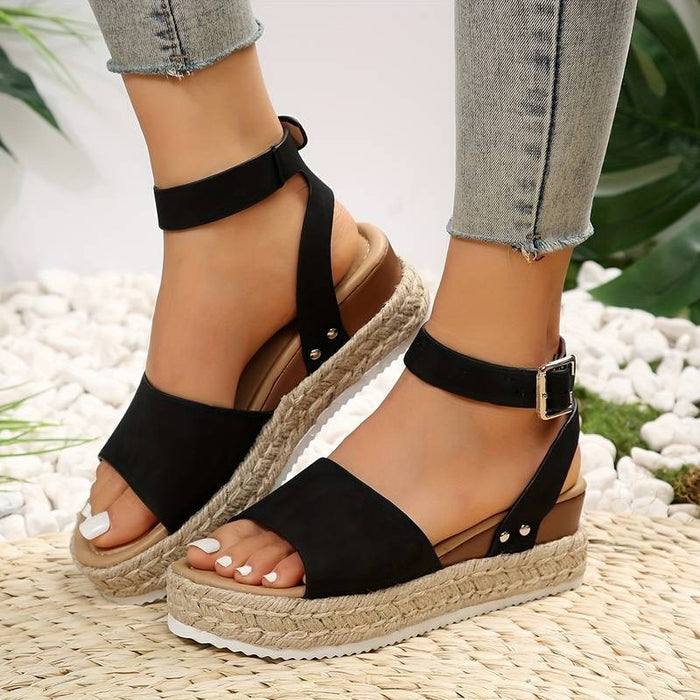Plattformsandaler | Ankelrem | Boho | Espadrillesandaler | Dam sandaler-Eva Jonsson