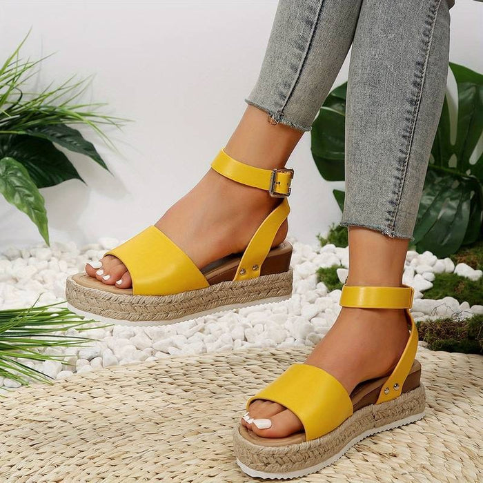 Plattformsandaler | Ankelrem | Boho | Espadrillesandaler | Dam sandaler-Eva Jonsson