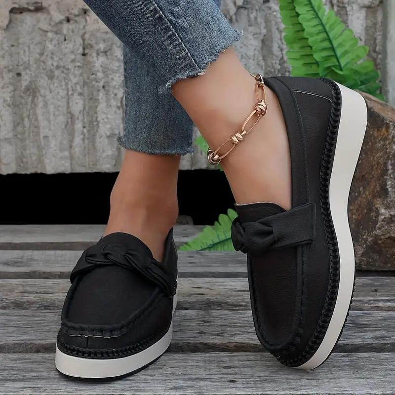 Plattformsloafers, rund tå, bekväma, slip on-skor, damskor-Eva Jonsson