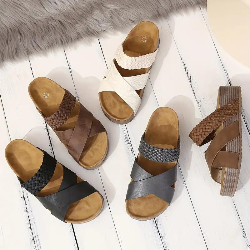 Plattformsskor - Slip On - Korsband - Sommarskor - Sandaler för kvinnor-Eva Jonsson