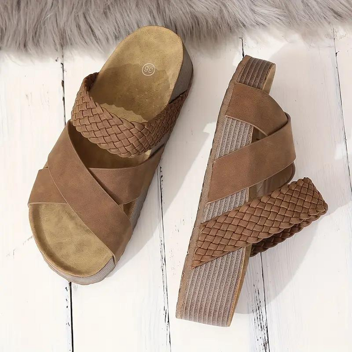 Plattformsskor - Slip On - Korsband - Sommarskor - Sandaler för kvinnor-Eva Jonsson