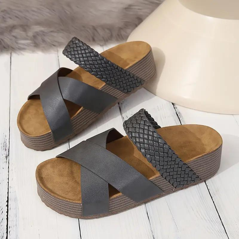 Plattformsskor - Slip On - Korsband - Sommarskor - Sandaler för kvinnor-Eva Jonsson