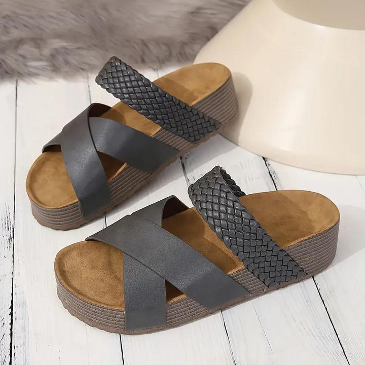 Plattformsskor - Slip On - Korsband - Sommarskor - Sandaler för kvinnor-Eva Jonsson