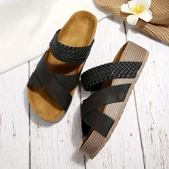 Plattformsskor - Slip On - Korsband - Sommarskor - Sandaler för kvinnor-Eva Jonsson
