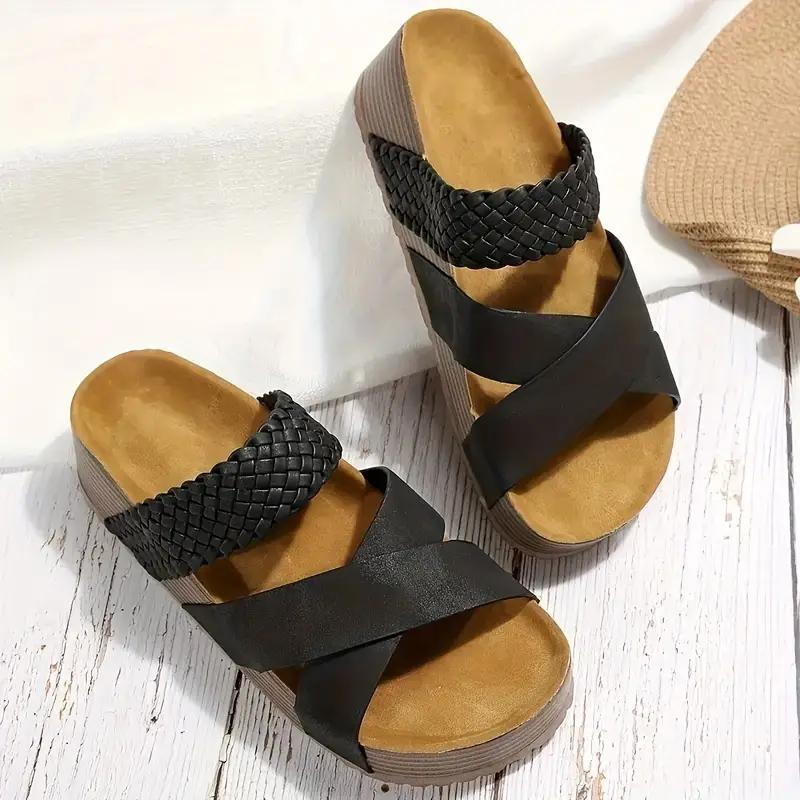 Plattformsskor - Slip On - Korsband - Sommarskor - Sandaler för kvinnor-Eva Jonsson