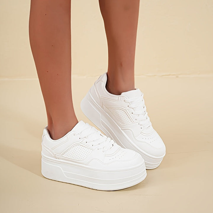 Plattformssneakers – Snörning – Plateau – Vita sneakers – Dam sneakers-Eva Jonsson