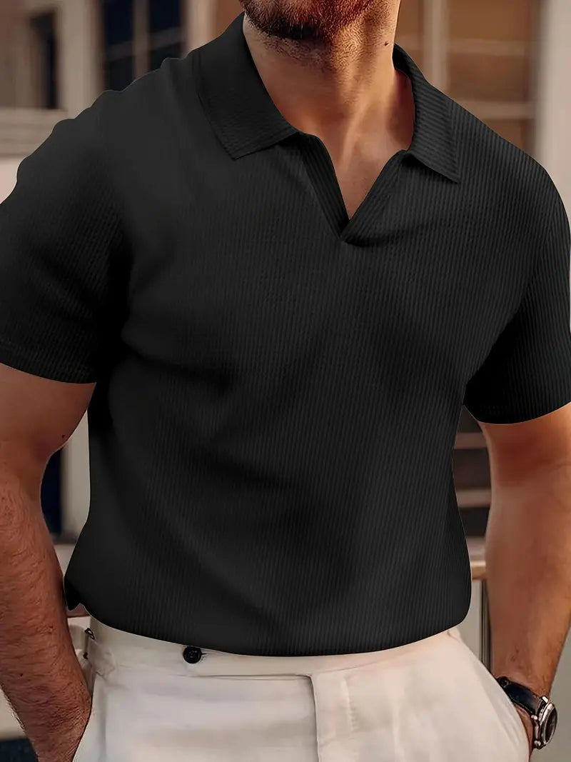 Polo T-Shirt - Kortärmad polotröja med V-nacke och krage för män-Eva Jonsson