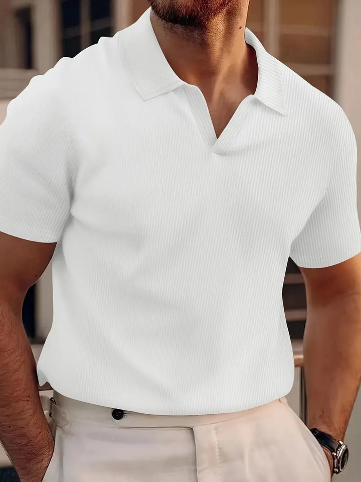 Polo T-Shirt - Kortärmad polotröja med V-nacke och krage för män-Eva Jonsson