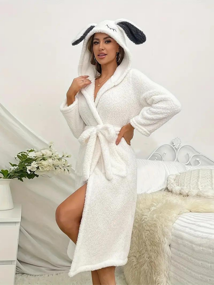 Poppy Bunny Badrock | Kvinnor Söt morgonrock med huva-Eva Jonsson