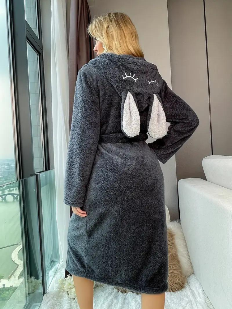 Poppy Bunny Badrock | Kvinnor Söt morgonrock med huva-Eva Jonsson