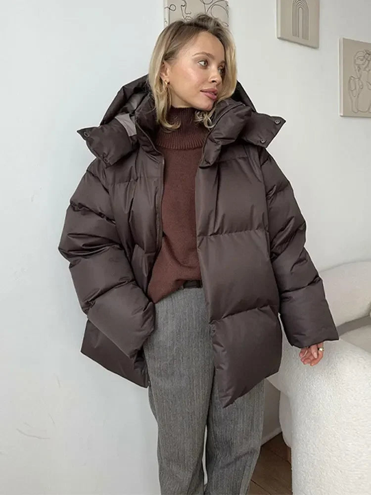 Puffer Coat | Varm | Huva | Dunjacka | Vinterjacka för kvinnor-Eva Jonsson