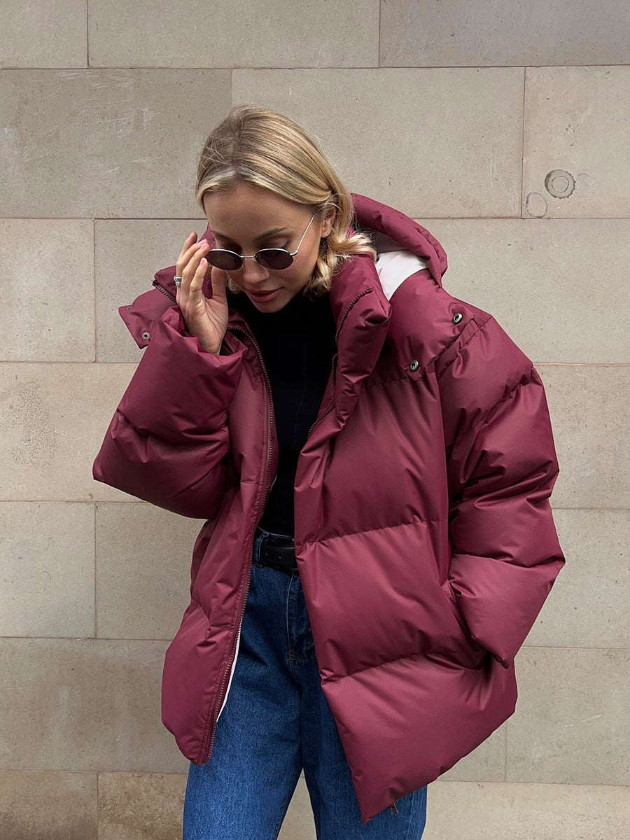 Pufferjacka - Huvtröja - Varm - Vadderad jacka - Vinterjacka för damer-Eva Jonsson