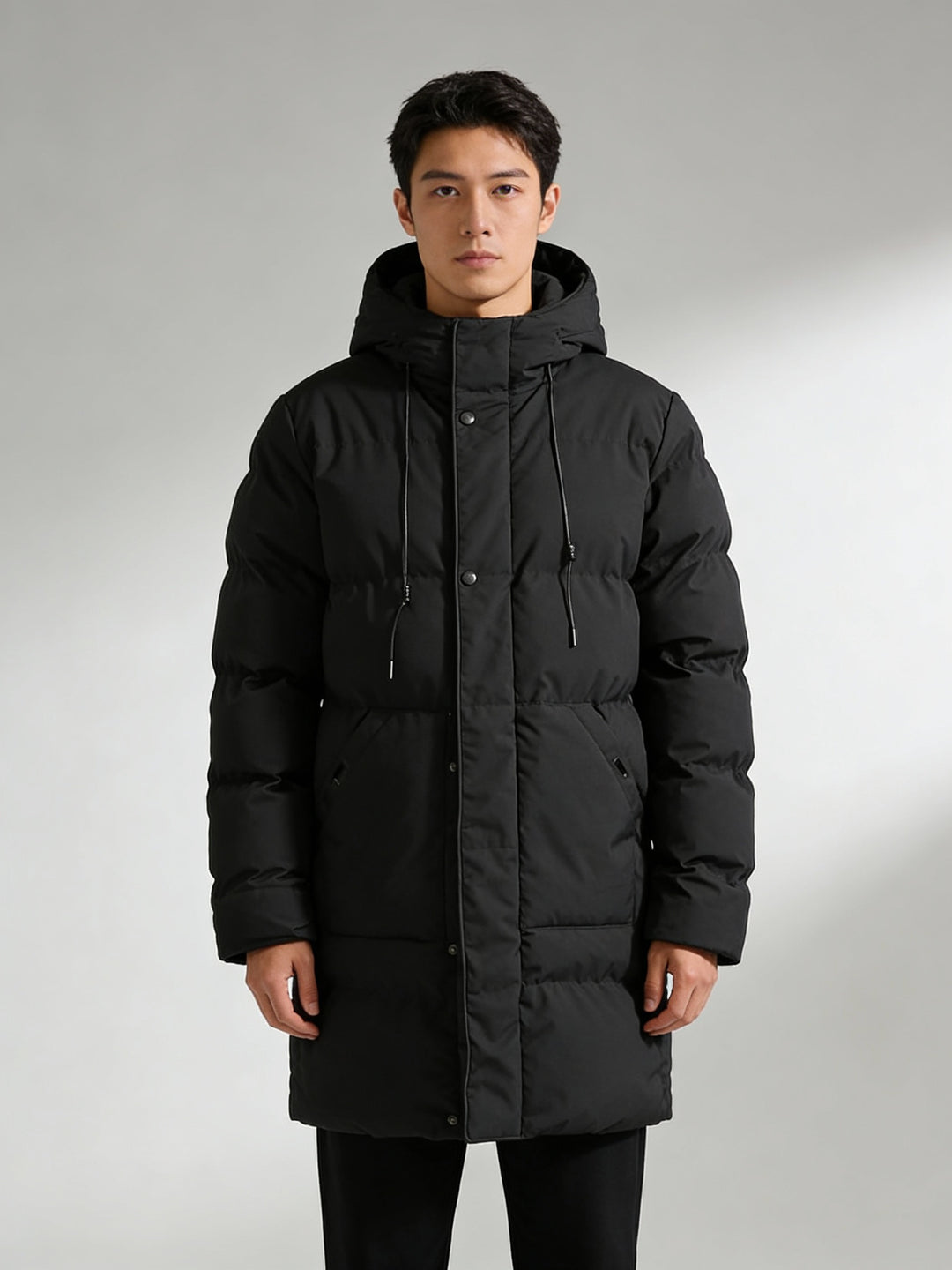 Pufferjacka för män | Varm | Huva | Lång jacka | Vinterjacka för män-Eva Jonsson