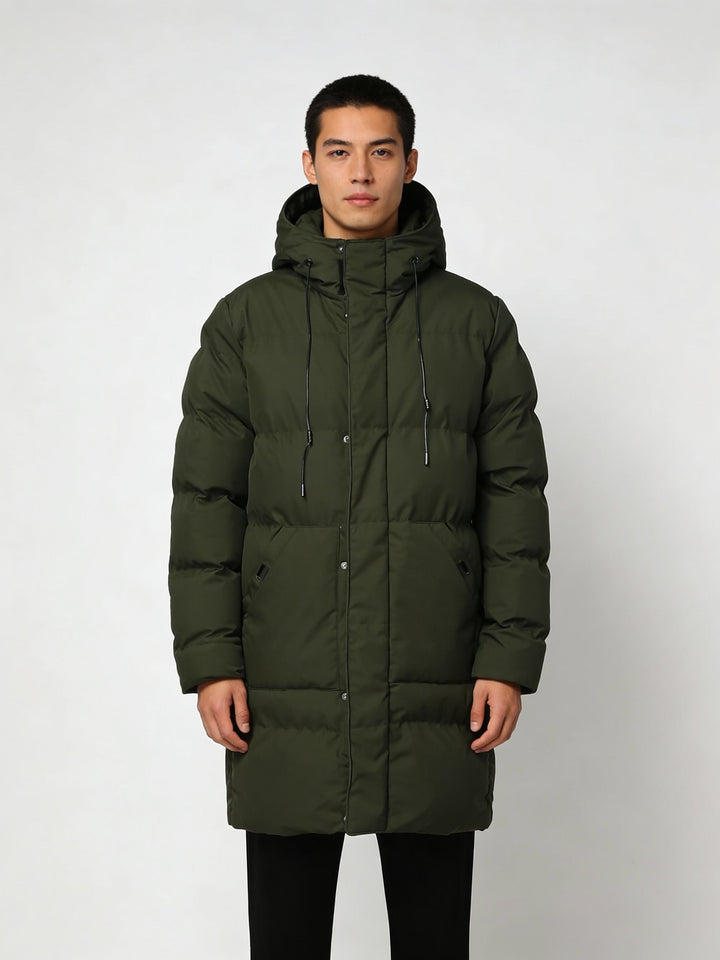 Pufferjacka för män | Varm | Huva | Lång jacka | Vinterjacka för män-Eva Jonsson