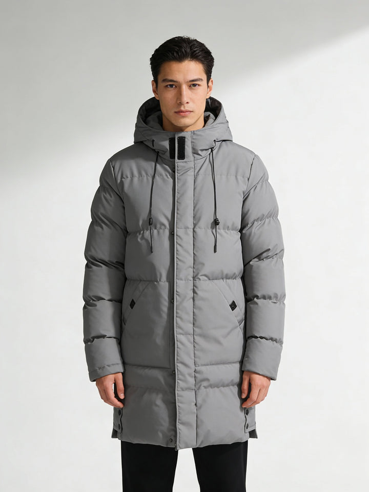 Pufferjacka för män | Varm | Huva | Lång jacka | Vinterjacka för män-Eva Jonsson