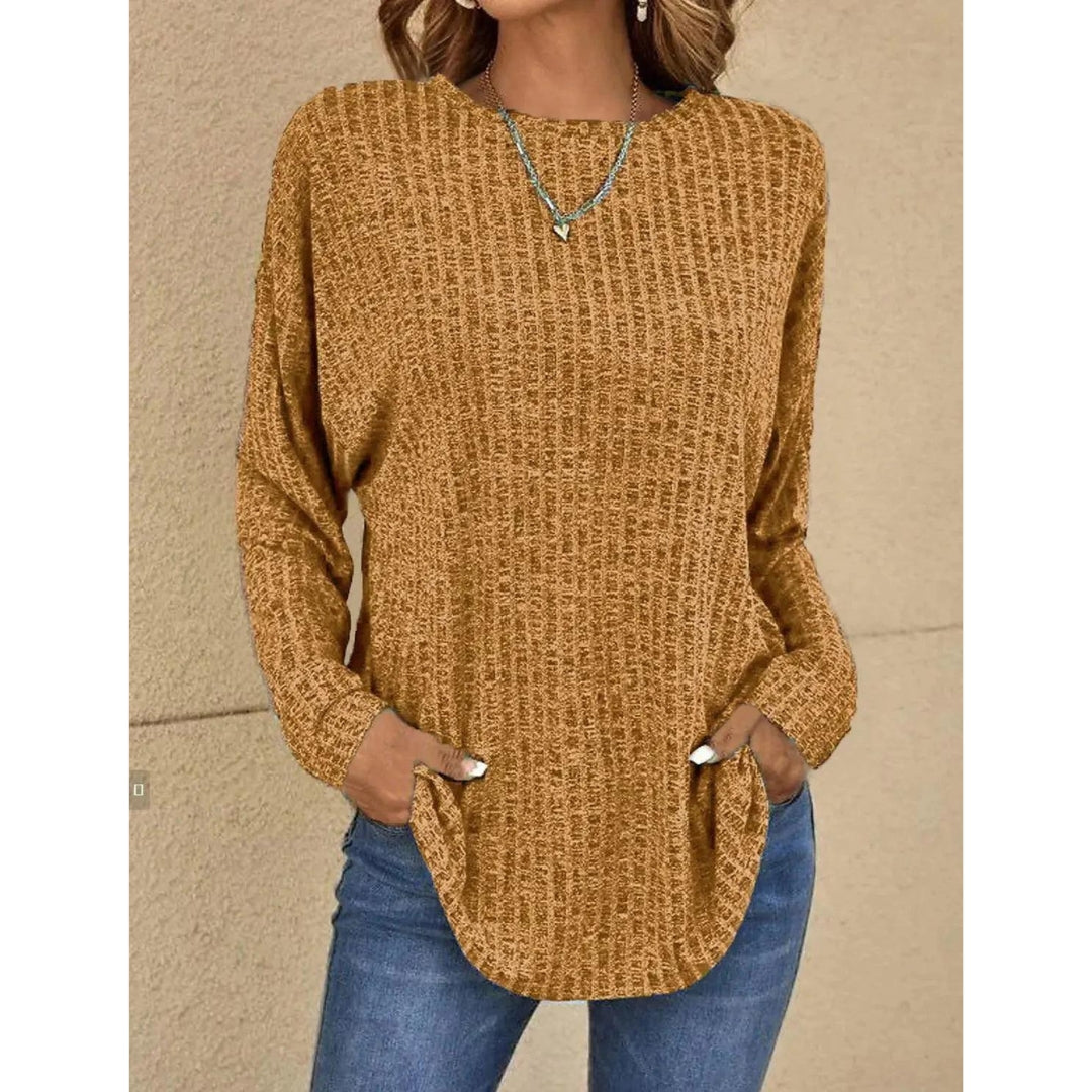 Pullover - Damtröja med lös passform, rund hals, stickad, långärmad topp-Eva Jonsson