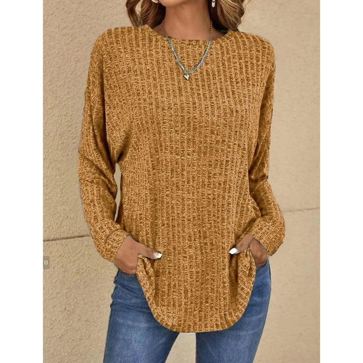 Pullover - Damtröja med lös passform, rund hals, stickad, långärmad topp-Eva Jonsson