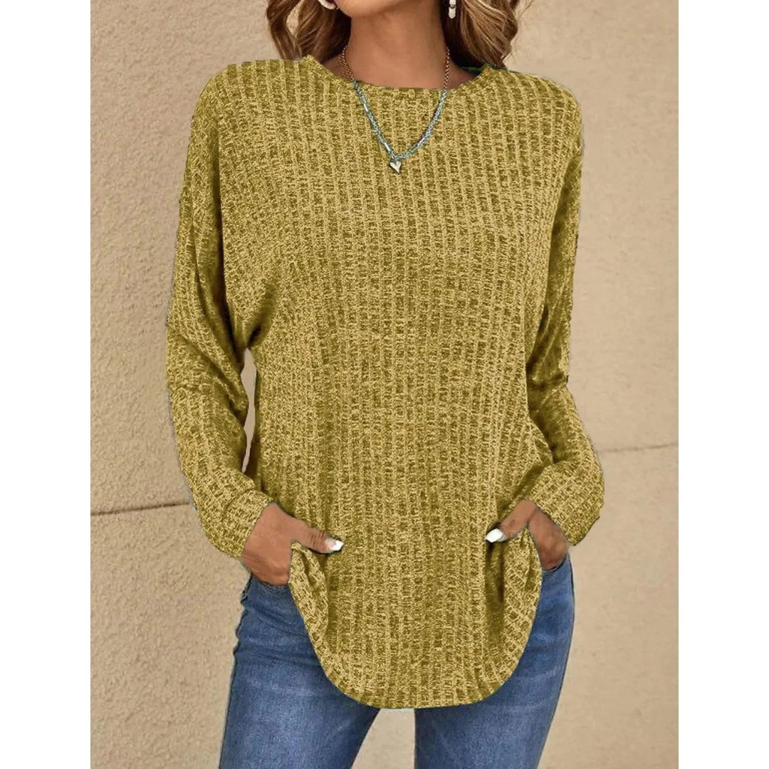 Pullover - Damtröja med lös passform, rund hals, stickad, långärmad topp-Eva Jonsson