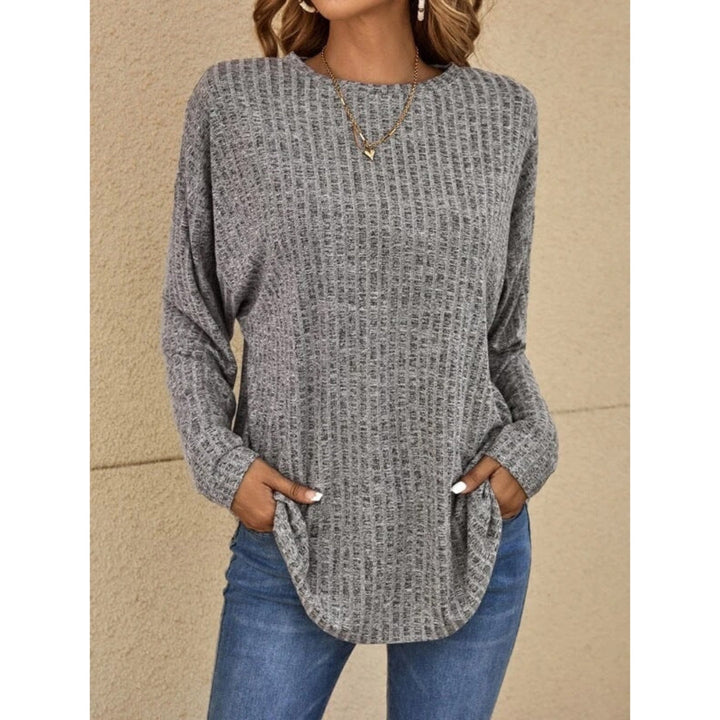 Pullover - Damtröja med lös passform, rund hals, stickad, långärmad topp-Eva Jonsson