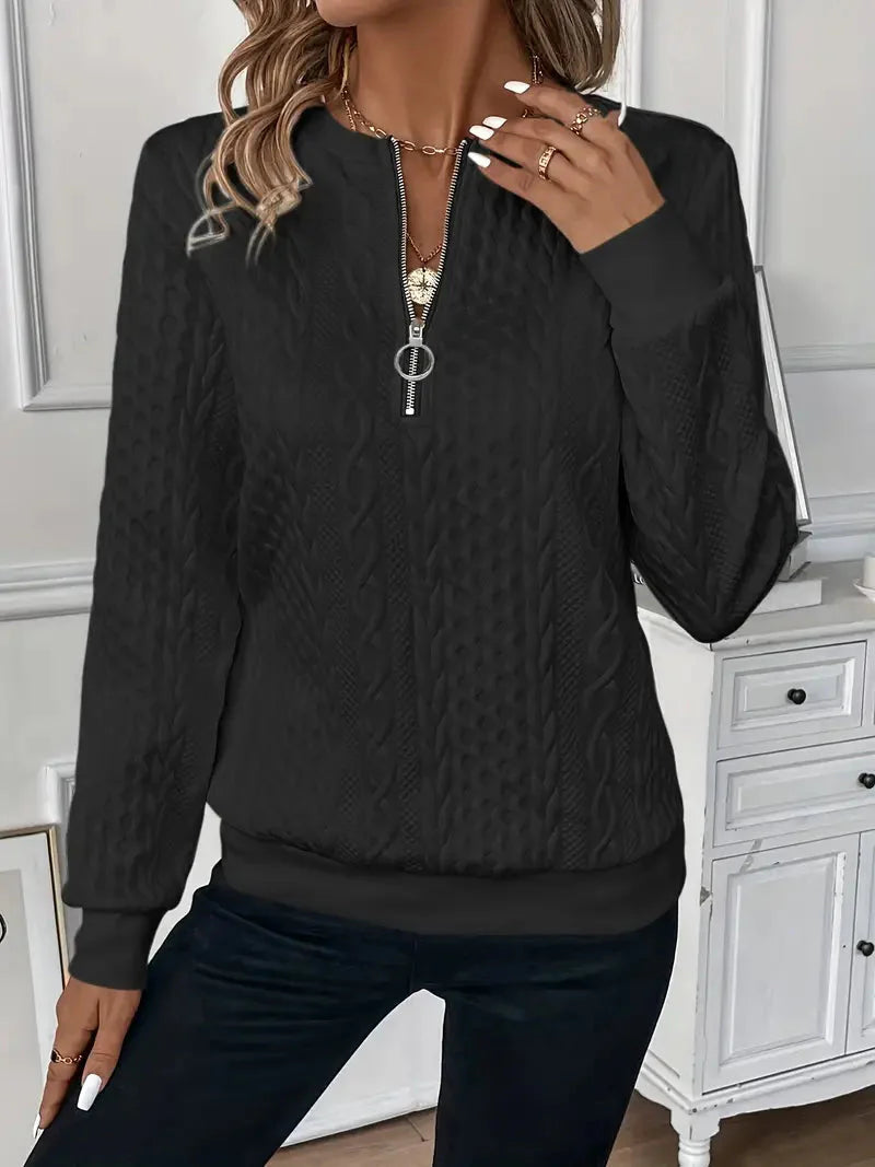 Pullover med halv dragkedja | Regular Fit | Crew Hals | Pullover med halv dragkedja | Damkläder-Eva Jonsson