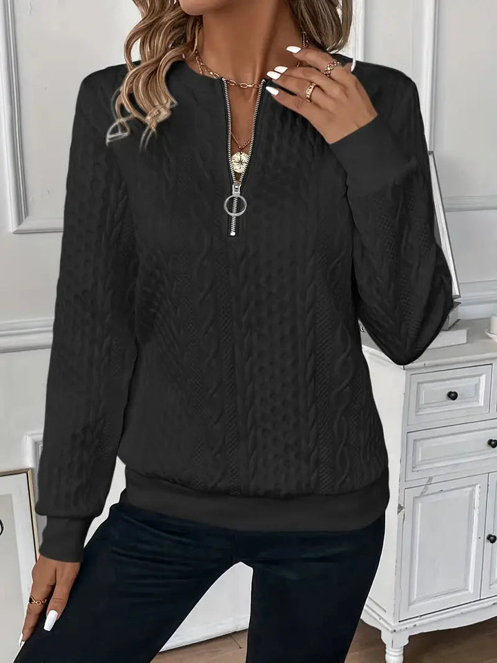 Pullover med halv dragkedja | Regular Fit | Crew Hals | Pullover med halv dragkedja | Damkläder-Eva Jonsson