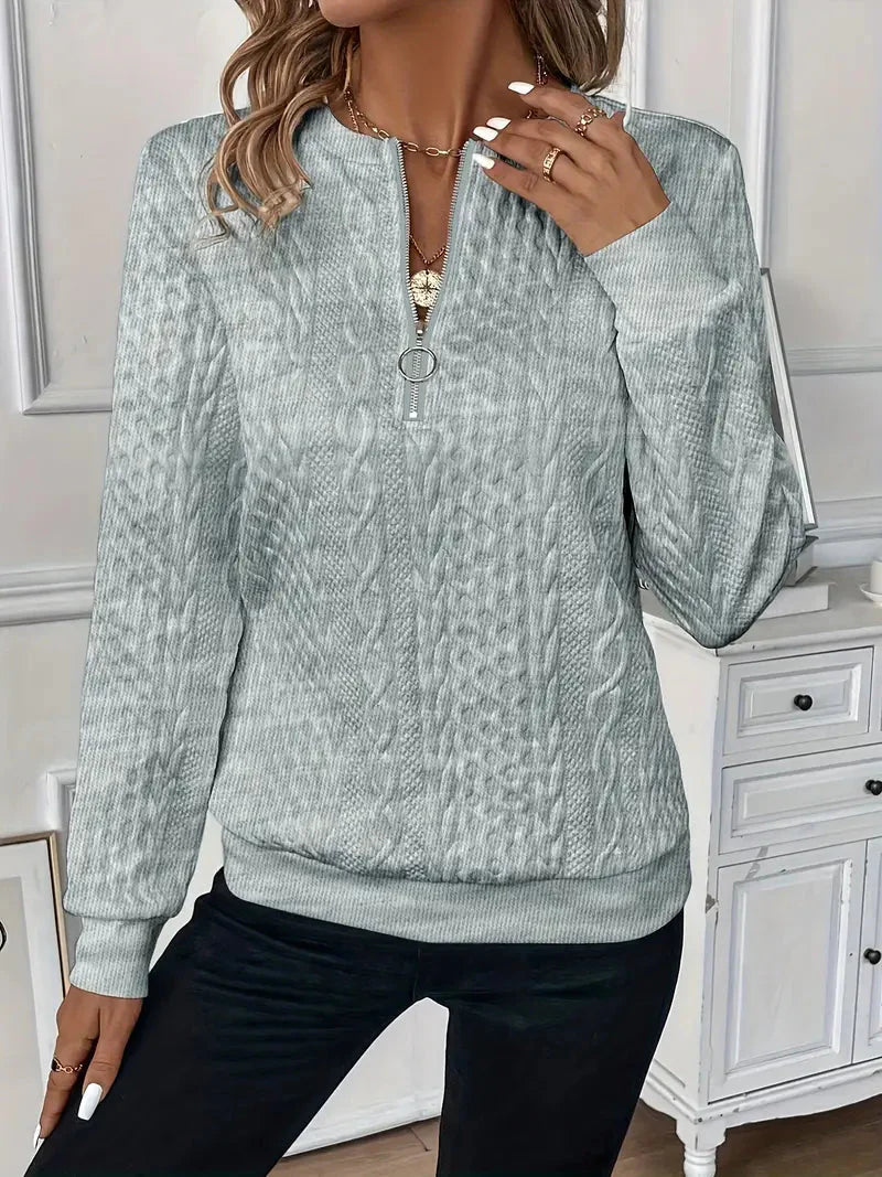 Pullover med halv dragkedja | Regular Fit | Crew Hals | Pullover med halv dragkedja | Damkläder-Eva Jonsson