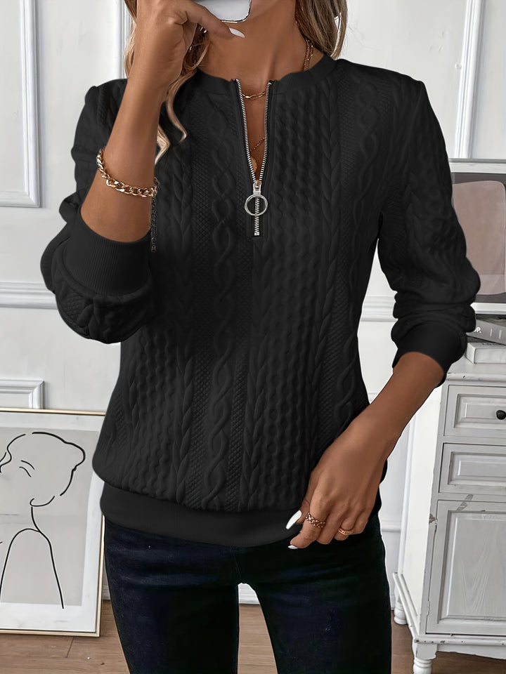 Pullover med halv dragkedja | Regular Fit | Crew Hals | Pullover med halv dragkedja | Damkläder-Eva Jonsson