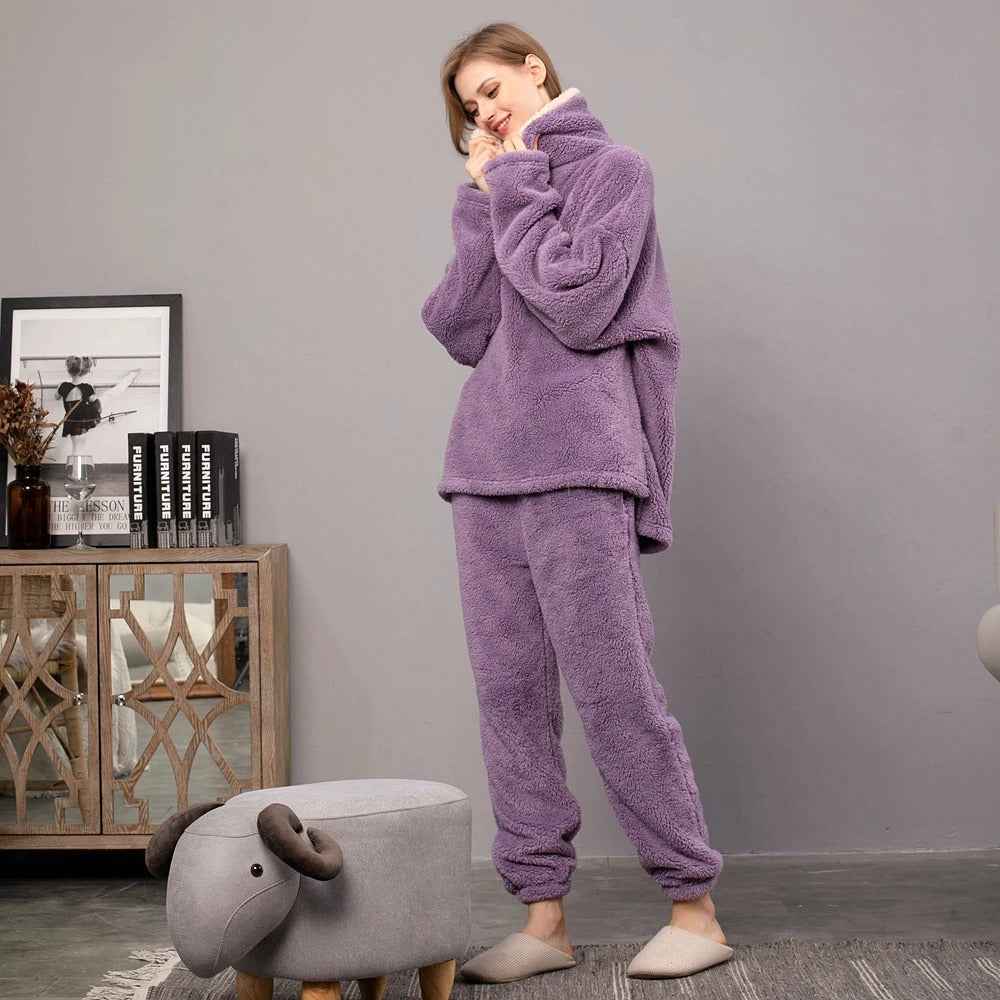 Pyjamas i fleece | Varm | Långärmad | Lounge Set | Vinterpyjamas för kvinnor-Eva Jonsson