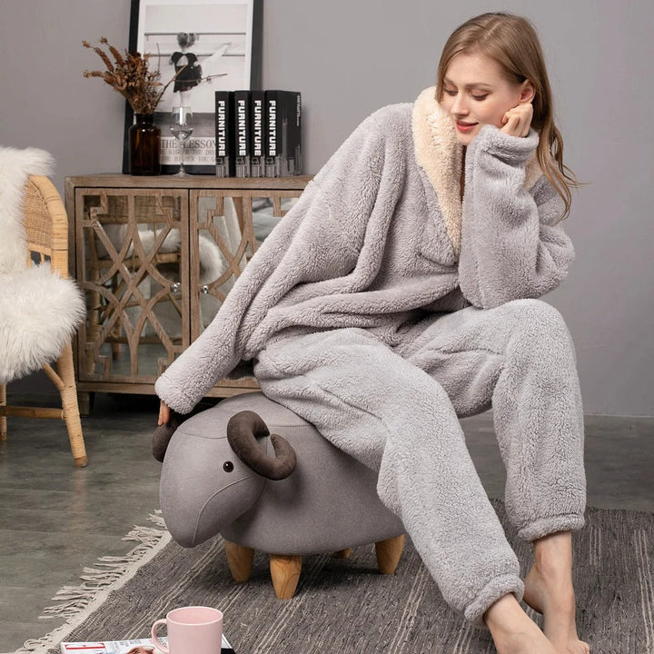 Pyjamas i fleece | Varm | Långärmad | Lounge Set | Vinterpyjamas för kvinnor-Eva Jonsson