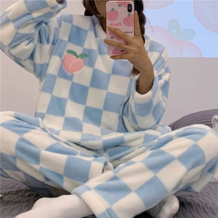 Pyjamas i fleece - fluffig - långärmad - vinterpyjamas för kvinnor - loungewear-Eva Jonsson