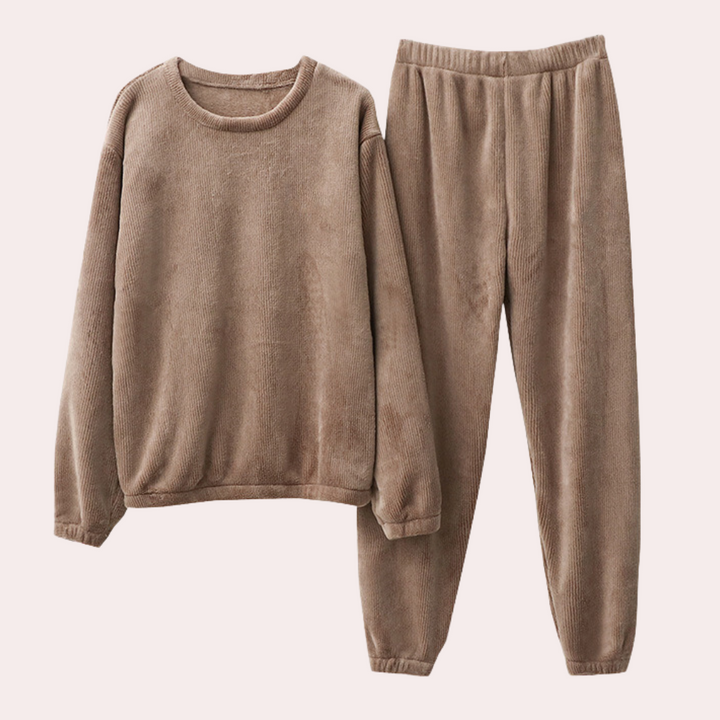 Pyjamas i fleece | varm | bekväm | vinterpyjamas för damer | loungekläder för Kvinnor-Eva Jonsson