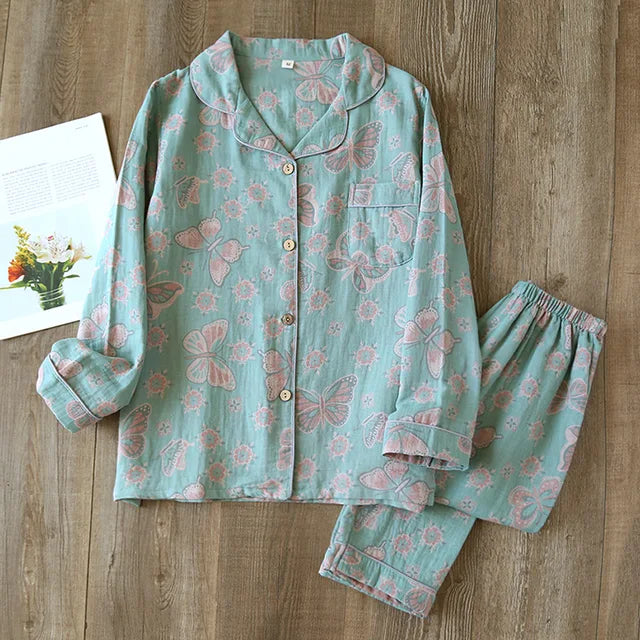 Pyjamasset | Långärmad | Knäppt | Pyjamas för kvinnor | Nattkläder för kvinnor-Eva Jonsson
