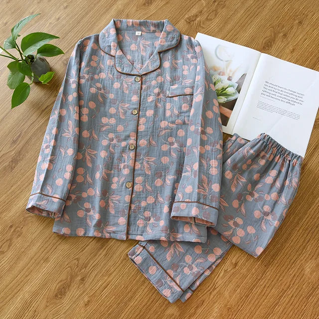 Pyjamasset | Långärmad | Knäppt | Pyjamas för kvinnor | Nattkläder för kvinnor-Eva Jonsson