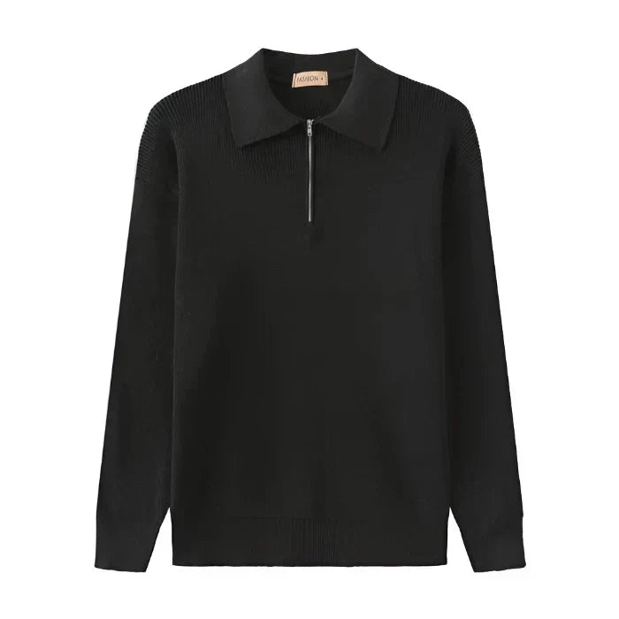 Quarter-Zip tröja | Stickad | Halv-zip pullover | Jumper för män-Eva Jonsson