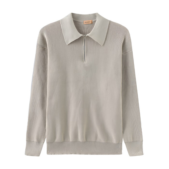 Quarter-Zip tröja | Stickad | Halv-zip pullover | Jumper för män-Eva Jonsson