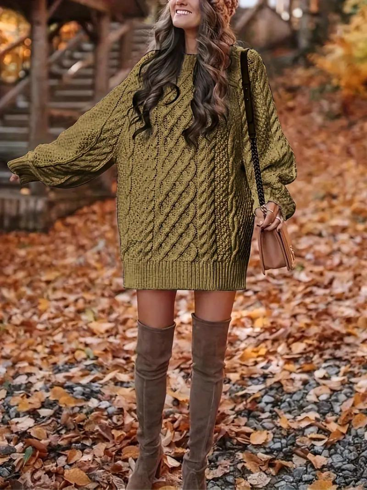 Ramona stickad klänning | Oversized sweaterklänning för höst och vinter-Eva Jonsson