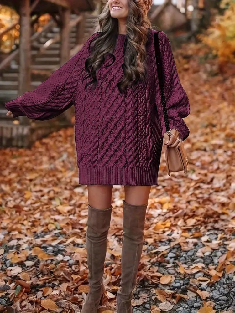 Ramona stickad klänning | Oversized sweaterklänning för höst och vinter-Eva Jonsson