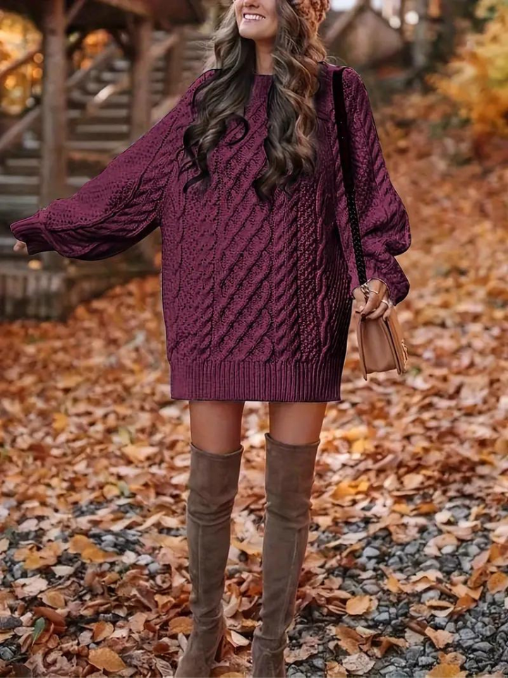 Ramona stickad klänning | Oversized sweaterklänning för höst och vinter-Eva Jonsson