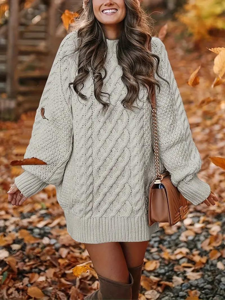 Ramona stickad klänning | Oversized sweaterklänning för höst och vinter-Eva Jonsson