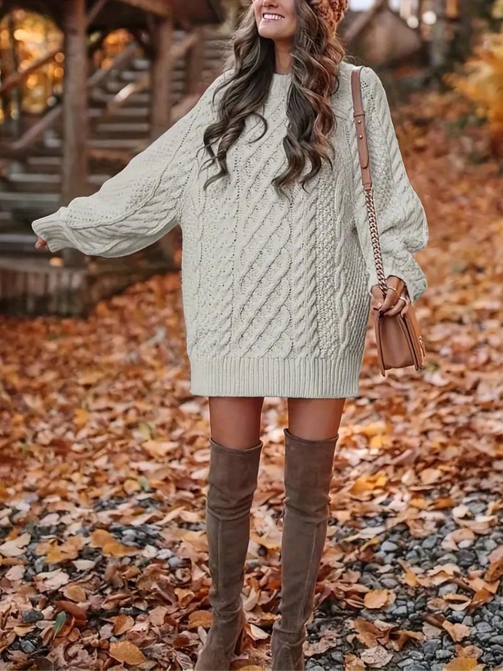 Ramona stickad klänning | Oversized sweaterklänning för höst och vinter-Eva Jonsson