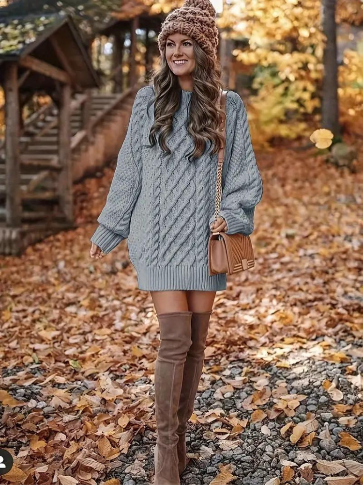 Ramona stickad klänning | Oversized sweaterklänning för höst och vinter-Eva Jonsson