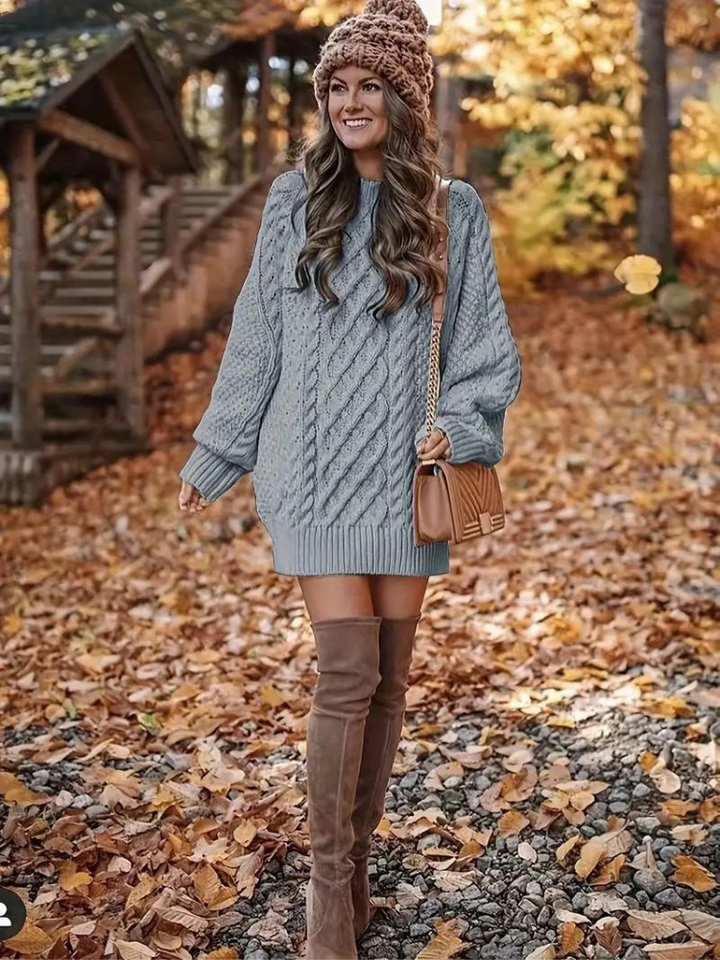 Ramona stickad klänning | Oversized sweaterklänning för höst och vinter-Eva Jonsson