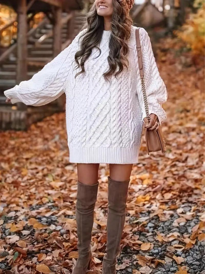 Ramona stickad klänning | Oversized sweaterklänning för höst och vinter-Eva Jonsson