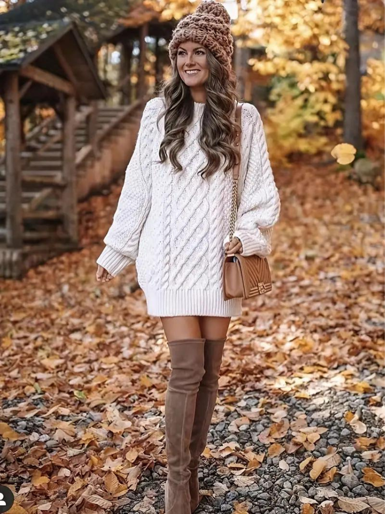 Ramona stickad klänning | Oversized sweaterklänning för höst och vinter-Eva Jonsson