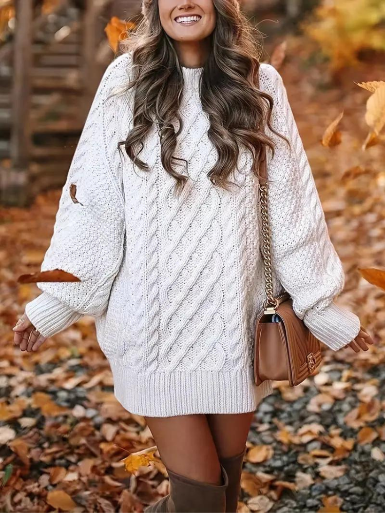 Ramona stickad klänning | Oversized sweaterklänning för höst och vinter-Eva Jonsson