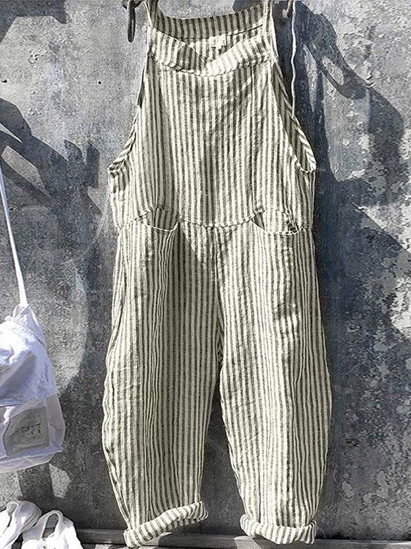 Randig Jumpsuit - Lös passform - Ärmlös - Randig Overall - Dungare Dam-Eva Jonsson