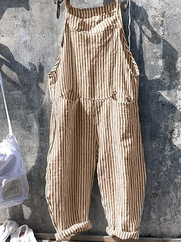 Randig Jumpsuit - Lös passform - Ärmlös - Randig Overall - Dungare Dam-Eva Jonsson