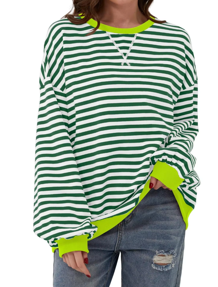 Randig tröja | Långärmad | Pullover | Oversized Sweatshirt | Damkläder-Eva Jonsson