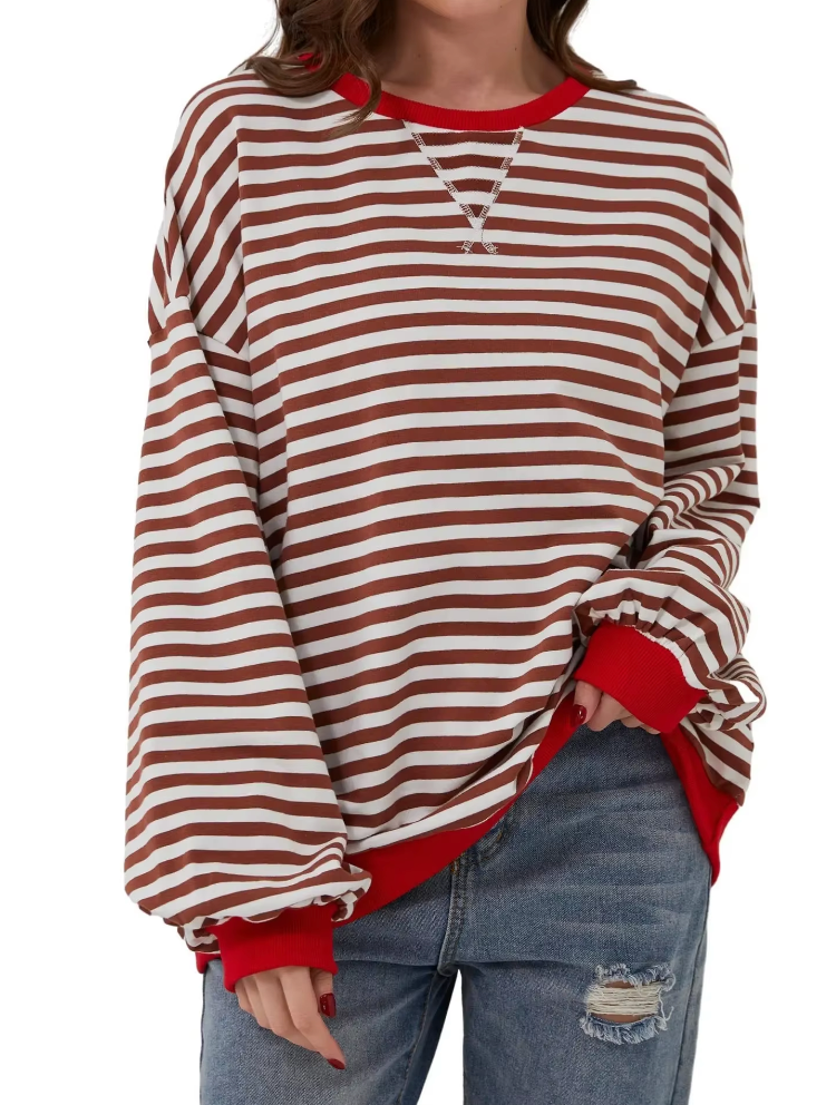 Randig tröja | Långärmad | Pullover | Oversized Sweatshirt | Damkläder-Eva Jonsson