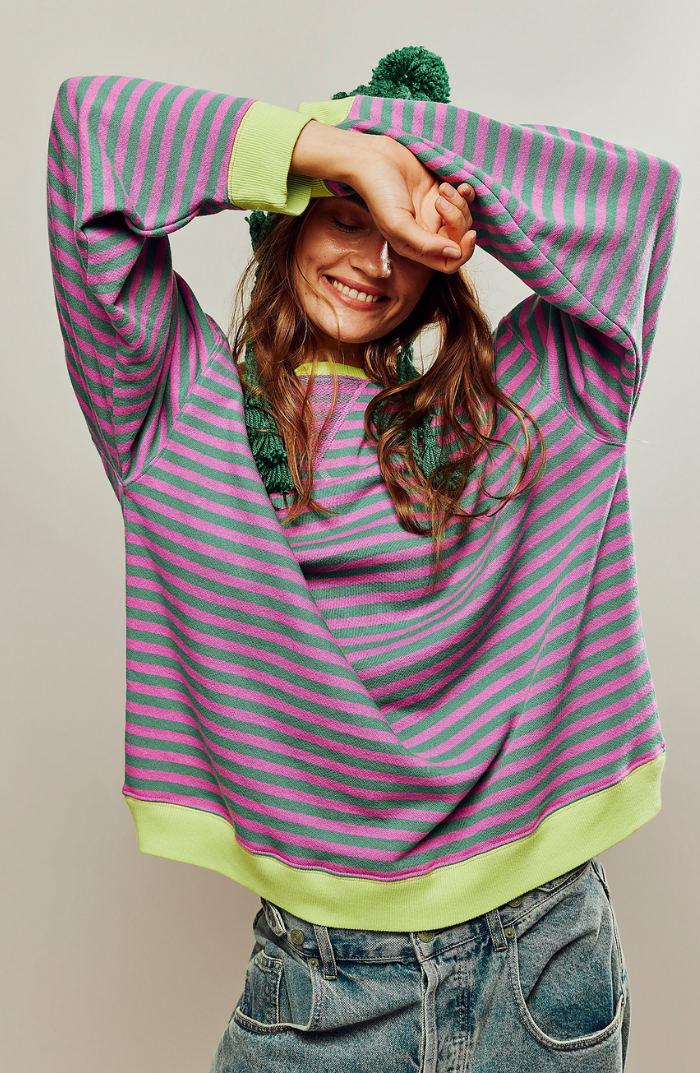 Randig tröja | Långärmad | Pullover | Oversized Sweatshirt | Damkläder-Eva Jonsson